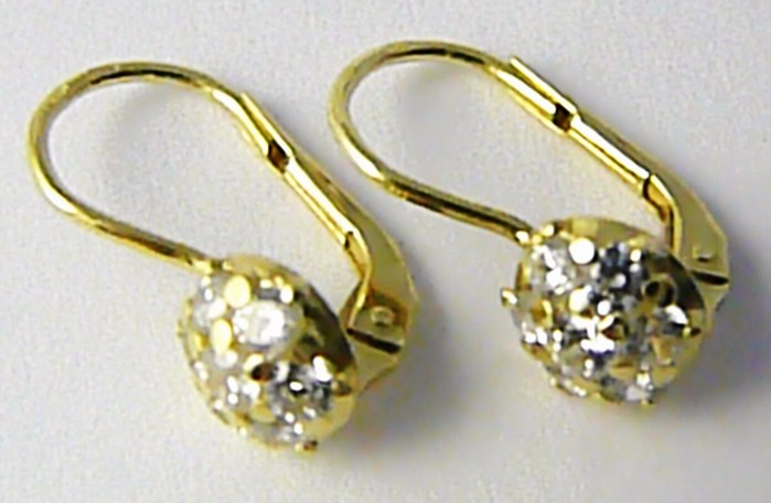 Klenoty Budín Dámské klasické zlaté náušnice se zirkony 14ks 585/1,80gr 236041090