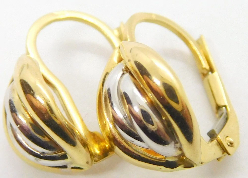 Klenoty Budín Dámské mohutné zlaté náušnice z bílého a žlutého zlata 585/2,17gr HK2313