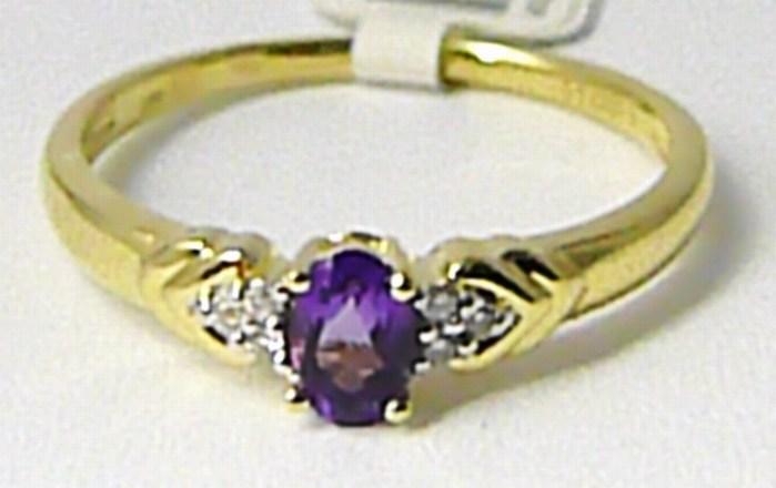 Klenoty Budín Diamantový zlatý prsten s pravým ametystem 585/2,10 gr vel.56 3810455