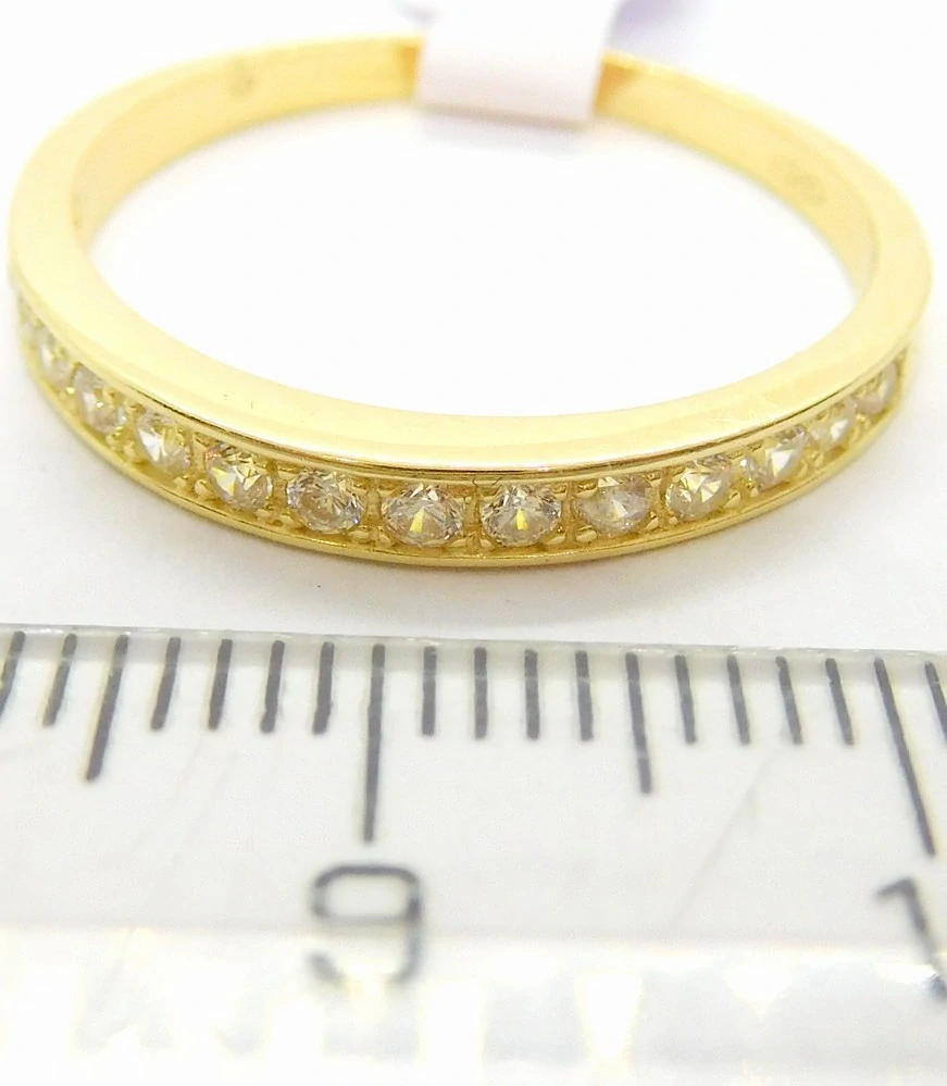 Klenoty Budín Mohutný dámský zlatý prsten se zirkony 585/2,50gr vel. 62 HK1195