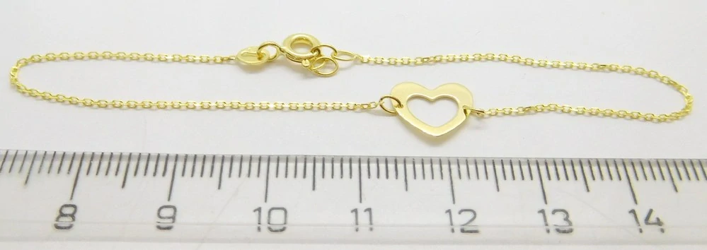 Klenoty Budín Dámský hladký zlatý náramek SRDCE 585/0,67gr 17+1cm HK7093