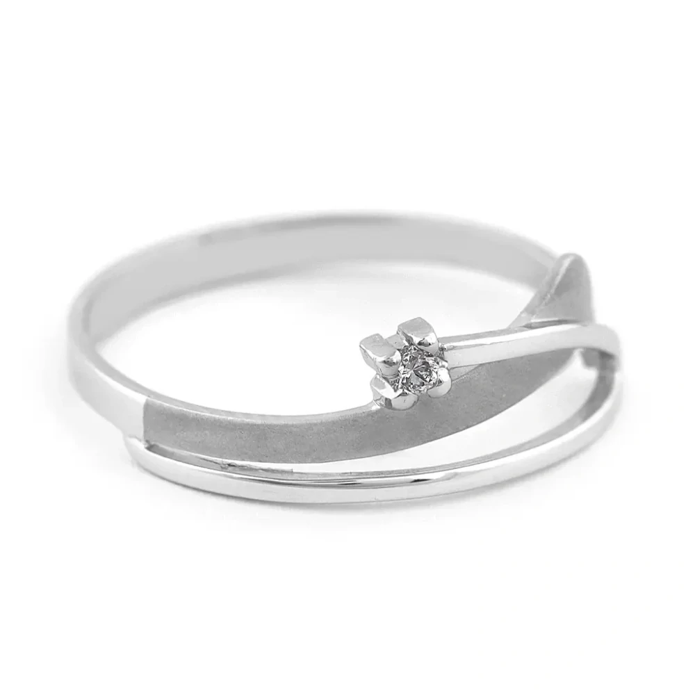 Klenoty Budín Diamantový zlatý prsten z bílého zlata s diamantem J-37182