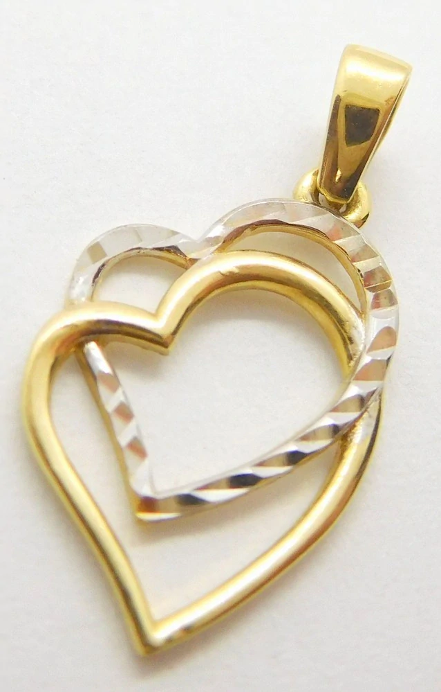 Klenoty Budín Dámský zlatý přívěsek z bílého a žlutého zlata s gravírováním 585/0,85gr 03194