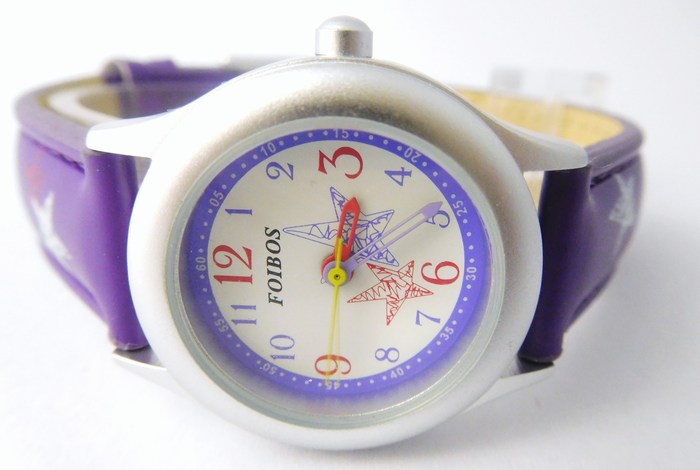 Foibos Fialkové dívčí dětské hodinky Foibos 1567.3 s barevnými motivy