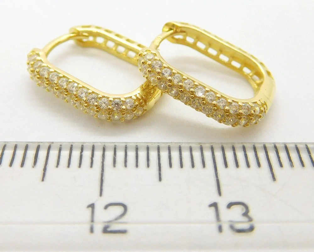 Klenoty Budín Dámské kruhové zlaté náušnice se zirkony oválky 585/1,89gr HK2319