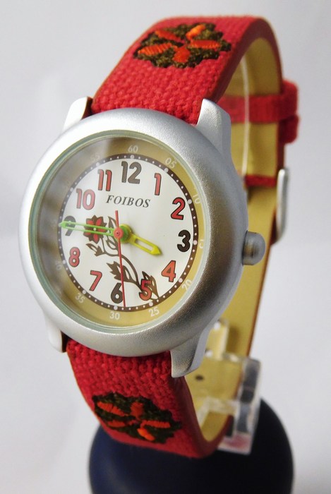 Foibos Dětské dívčí červené hodinky Foibos 1055.1 pro malé děvčata 