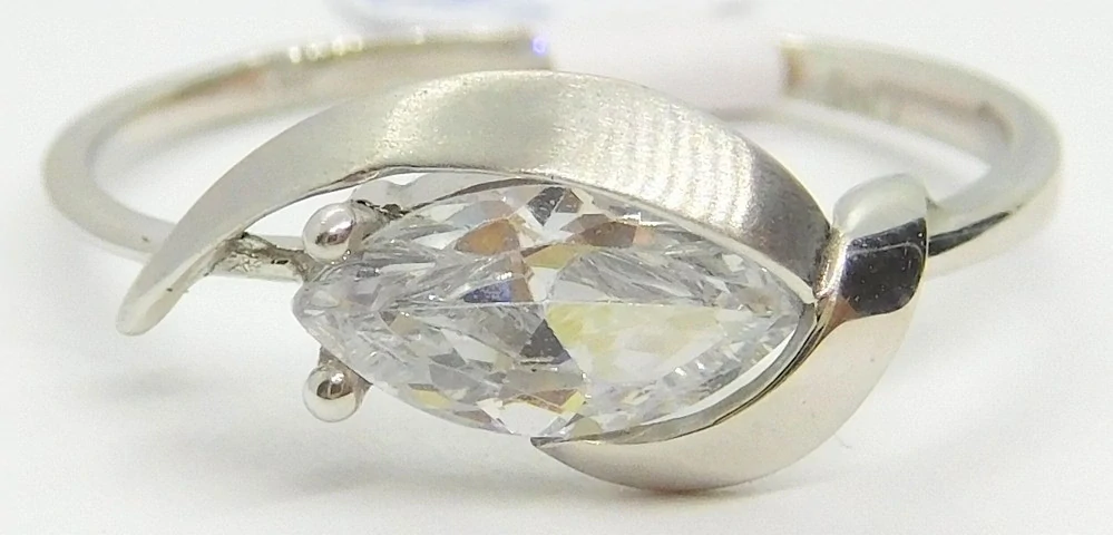 Klenoty Budín Dámský zlatý prsten ze bílého zlata s velkým zirkonem 585/1,43gr vel. 55 HK1219