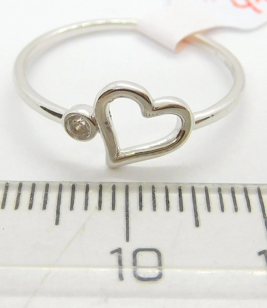 Klenoty Budín Dámský zlatý prsten ze bílého zlata se zirkonem srdce 585/1,14gr vel. 56 HK1218