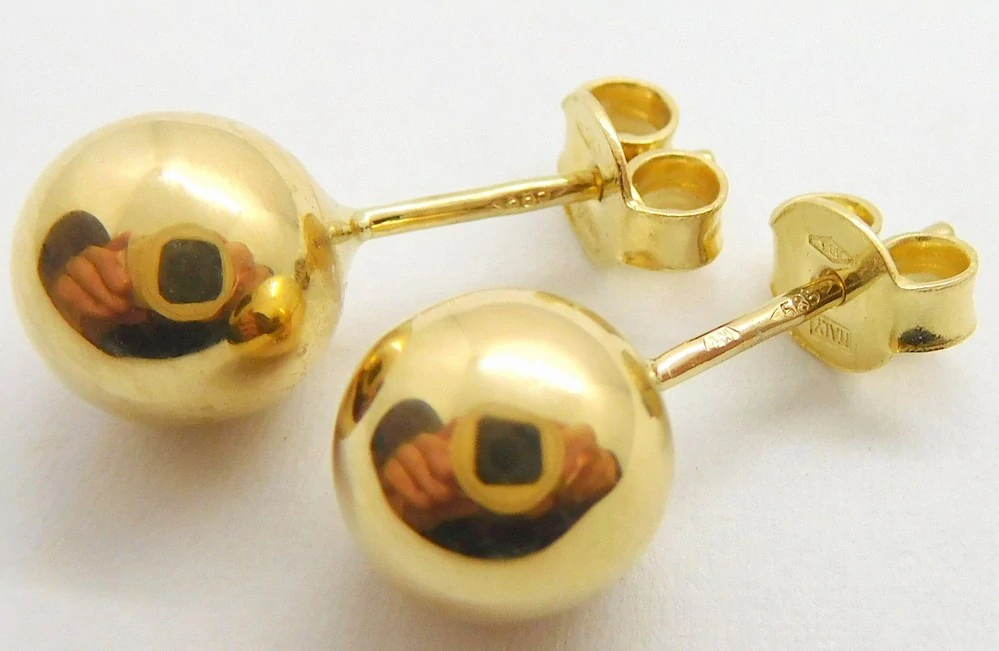 Klenoty Budín Dámské hladké pecičky ze žlutého zlata kuličky 585/1,24gr HK2325