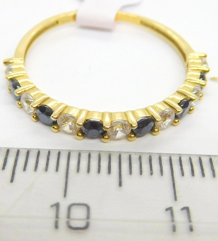 Klenoty Budín Mohutný dámský zlatý prsten se zirkony a modrými safíry 585/1,68gr vel. 60 HK1238