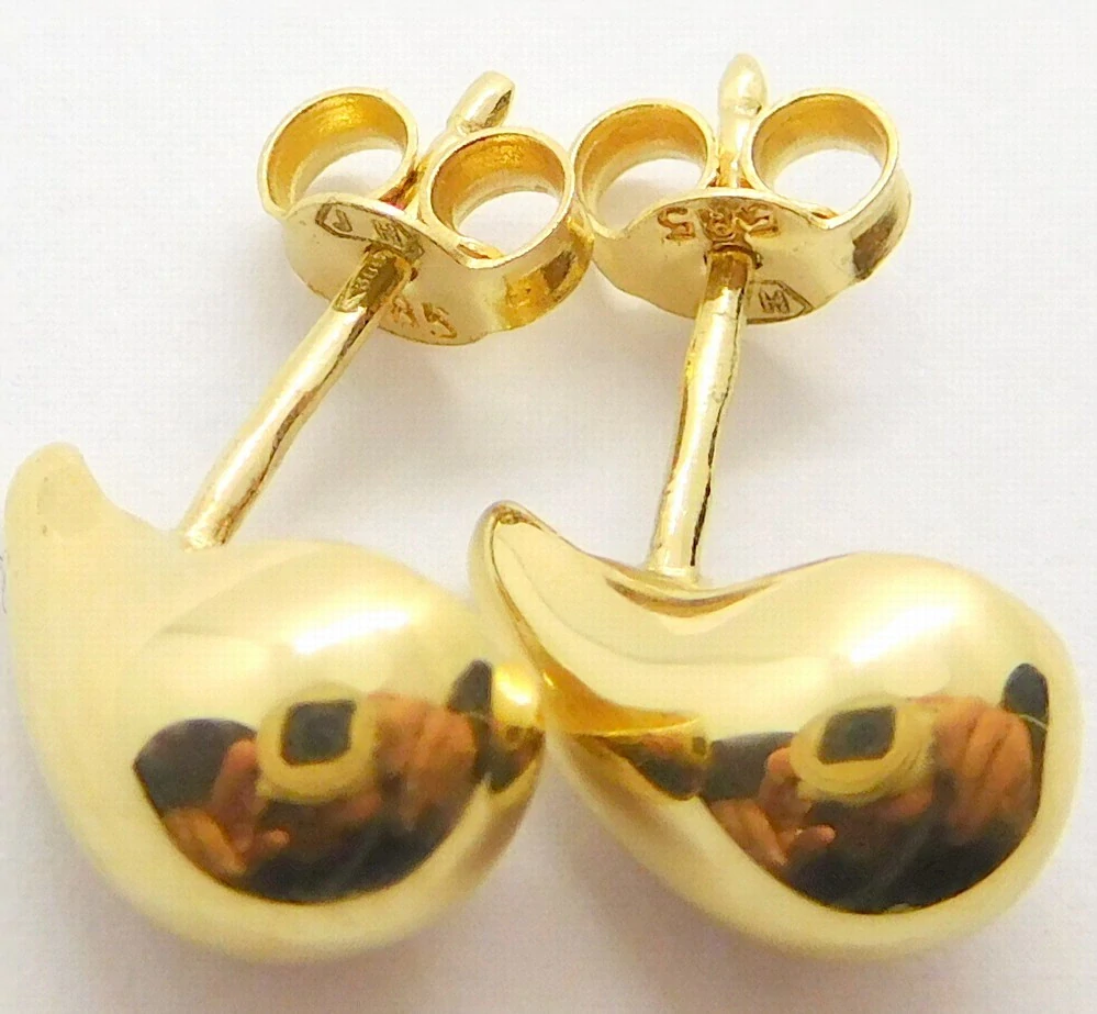 Klenoty Budín Dámské hladké pecičky ze žlutého zlata KAPKY na puzetku 585/1,51gr HK2337