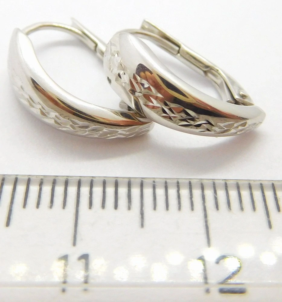 Klenoty Budín Dámské gravírované náušnice z bílého zlata 585/1,59gr HK2342