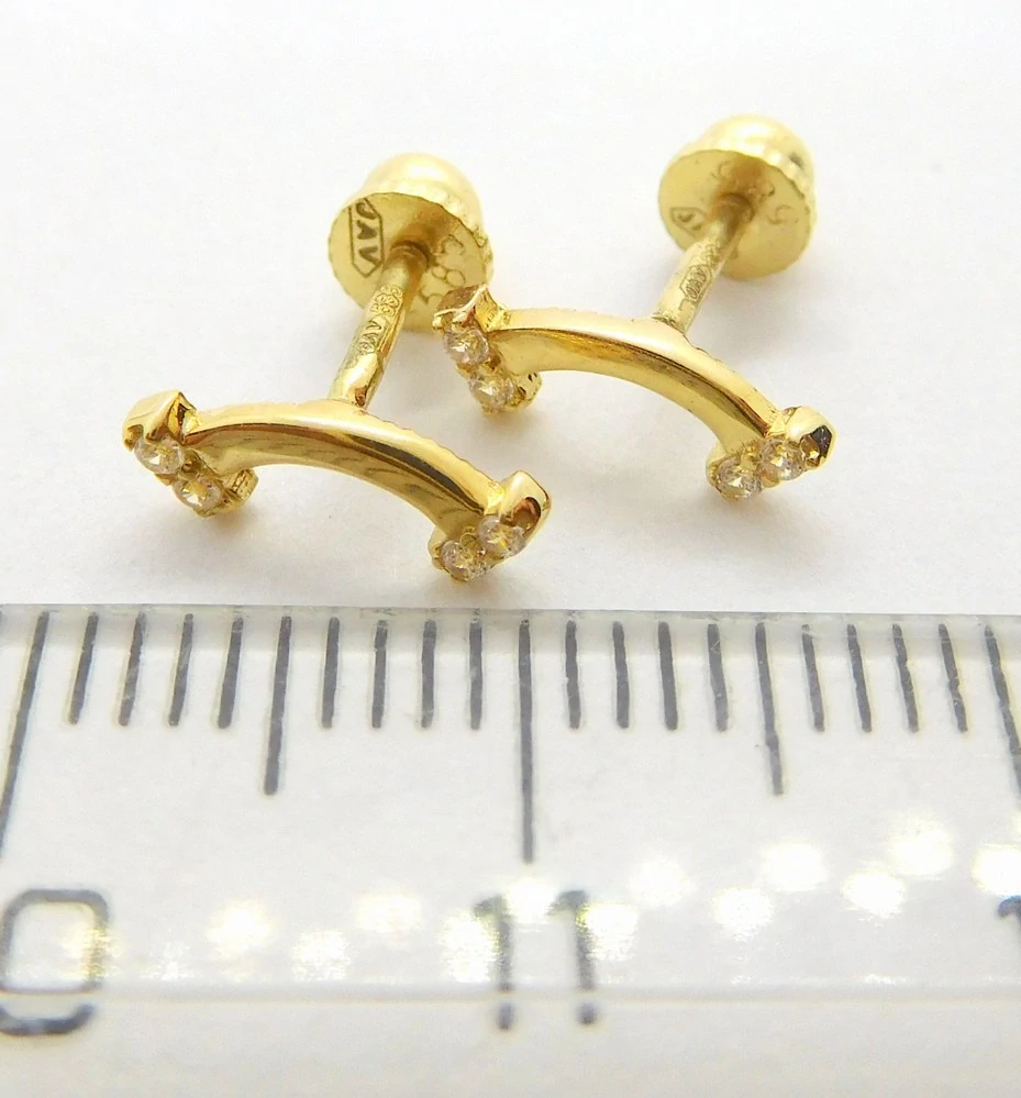 Klenoty Budín Dámské zlaté peckové náušnice SMILE na šroubek 585/0,86gr ZE0775XJ70-8600