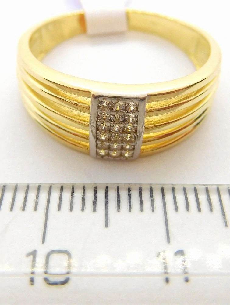 Klenoty Budín Mohutný dámský prsten ze žlutého zlata a zirkony 585/3,80gr vel. 59 HK1242