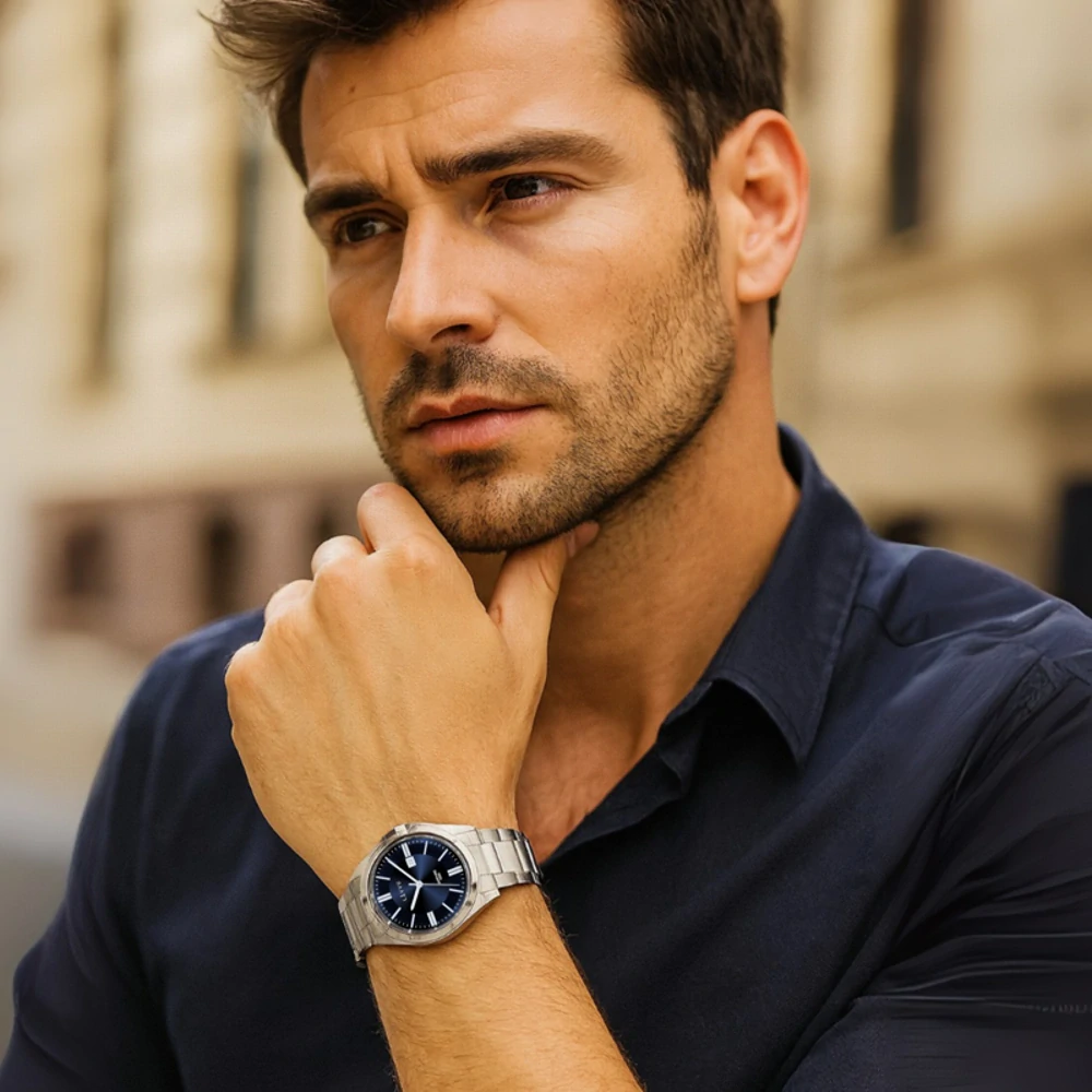 LAVVU Pánské náramkové hodinky se safírovým sklem HALLAND Blue LWM0300