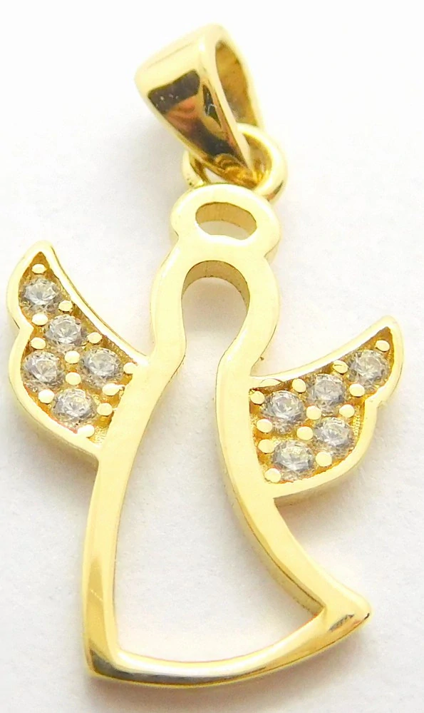 Klenoty Budín Dámský zlatý přívěsek se zirkony andělíček 585/0,78gr HK3247