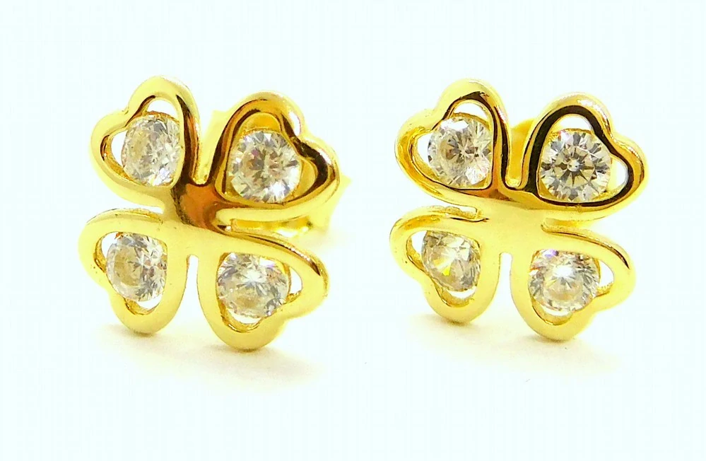 Klenoty Budín Dámské peckové zlaté náušnice na puzetku se zirkony 585/1,04gr HK2360