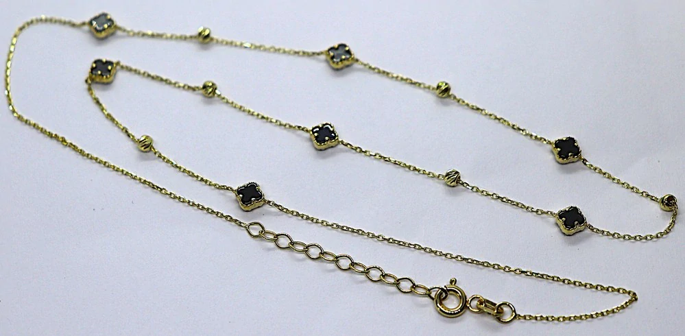 Klenoty Budín Dámský zlatý náhrdelník s černými onyxy 585/2,70gr 45cm HK4068
