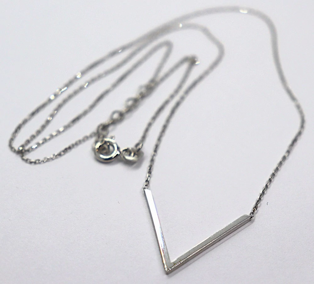 Klenoty Budín Dámský zlatý náhrdelník hladký trojúhelník z bílého zlata 585/1,70gr 45cm HK4073