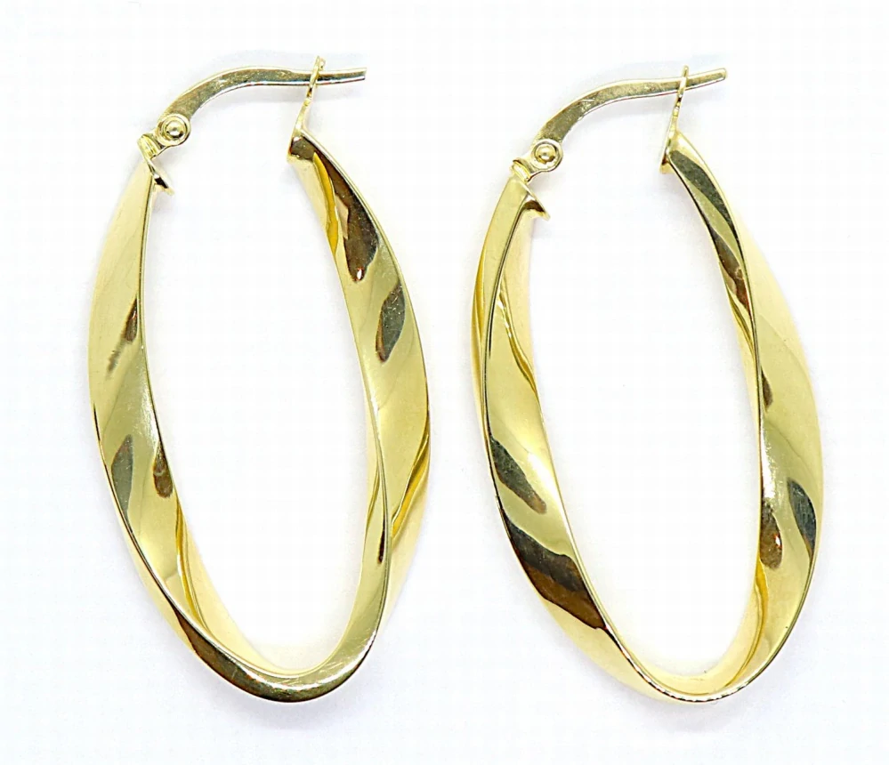 Klenoty Budín Dámské kruhové hladké zlaté náušnice oválky 585/2,50gr HK2406