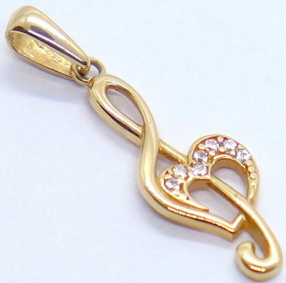Klenoty Budín Dámský zlatý přívěsek z růžového zlata se zirkony houslový klíč 585/0,60gr HK3255