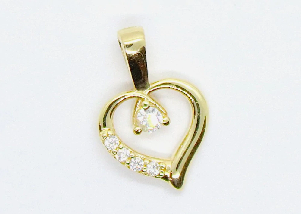 Klenoty Budín Dámský zlatý přívěsek se zirkony zamilované srdíčko  585/0,57gr HK3251