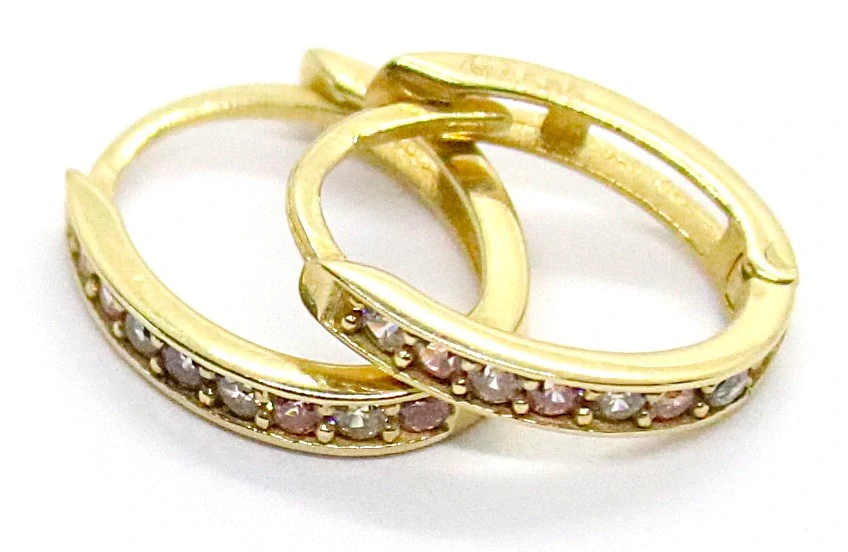 Klenoty Budín Dívčí zlaté kruhové náušnice se zirkony oválky 585/0,97gr HK2413