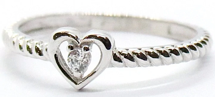 Klenoty Budín Dámský zásnubní srdíčkový prsten z bílého zlata se zirkonem 585/1,15gr vel. 50 HK1252