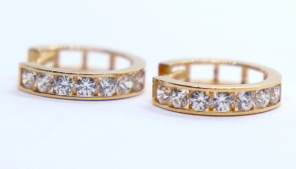 Klenoty Budín Dámské kruhové zlaté náušnice z růžového zlata se zirkony 585/2,08gr HK2409