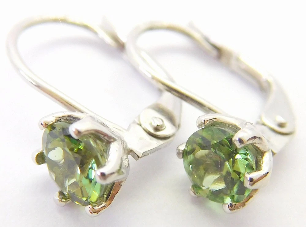 Klenoty Budín Dámské diamantové zlaté náušnice z bílého zlata s přírodními turmalíny 1,90CT 585/1,57gr B0131