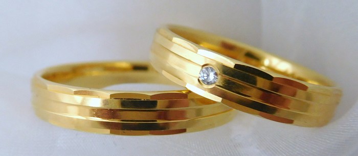 Klenoty Budín Elegantní zlaté snubní prsteny Couple 585/1000 4N18