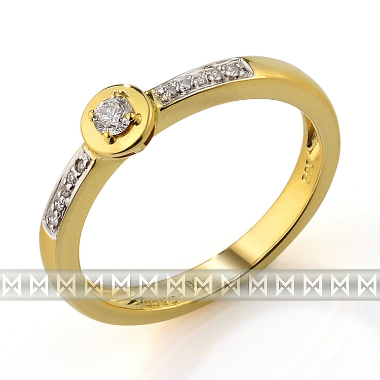 Zásnubní zlatý diamantový prsten ze žlutého zlata 3811272