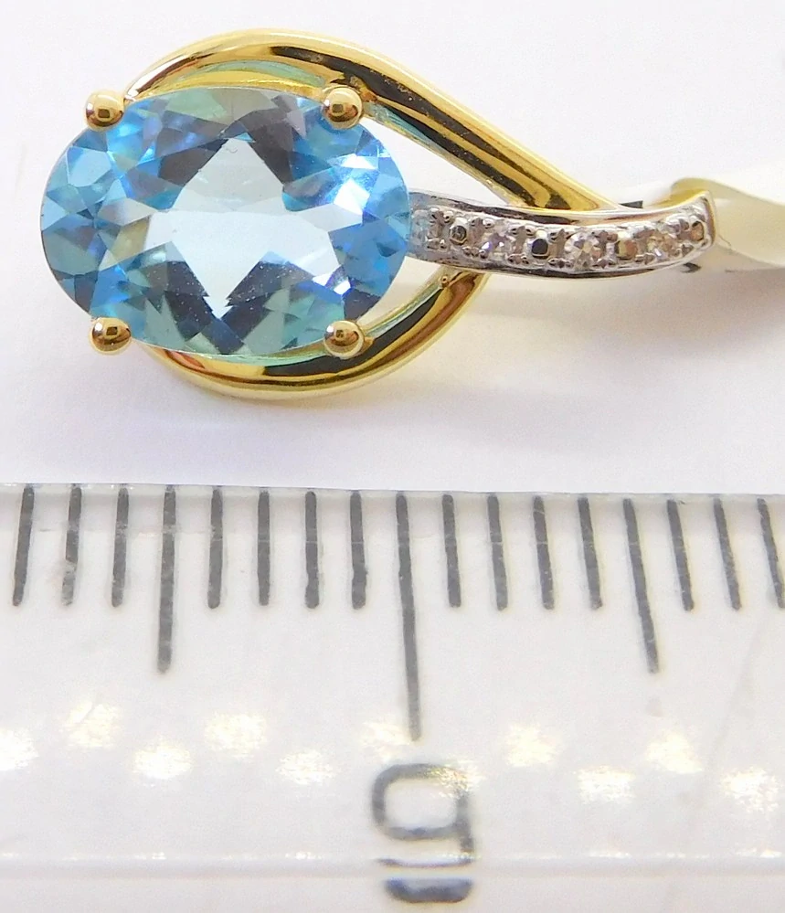 Klenoty Budín Dámský zlatý diamantový přívěsek s diamanty a blue topazem 1,420CT 585/0,75gr 3824526