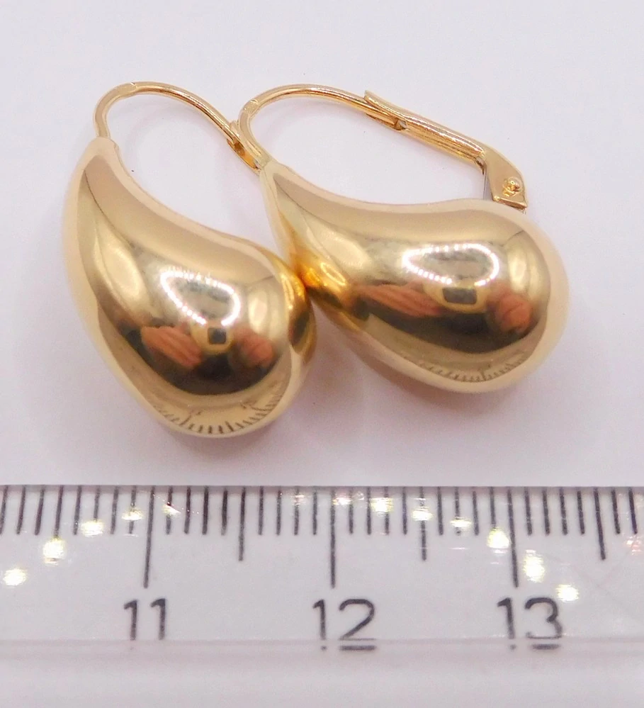 Klenoty Budín Dámské obrovské klasické zlaté náušnice na patent 585/3,68gr HK2418