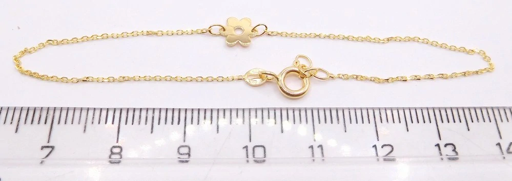 Klenoty Budín Dámský zlatý náramek ze žlutého zlata s květinkou 585/0,67gr 17+1cm HK7154