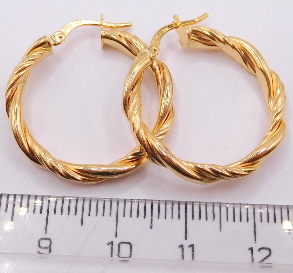 Klenoty Budín Dámské kruhové gravírované zlaté náušnice 585/2,56gr HK2420