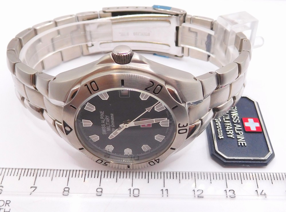 GROVANA Luxusní pánské švýcarské ocelové hodinky Swiss Alipne Millitary by Grovana 1501.1137