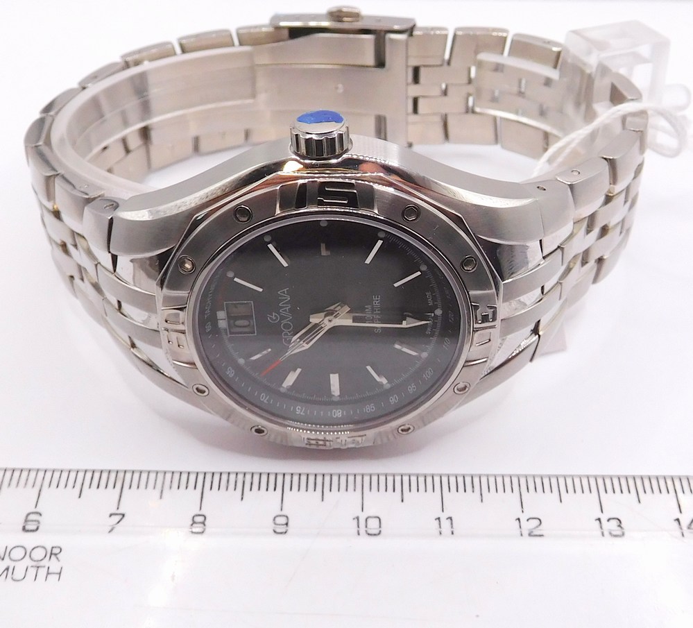 GROVANA Luxusní pánské švýcarské ocelové hodinky Swiss Alipne Millitary by Grovana 1610.1137