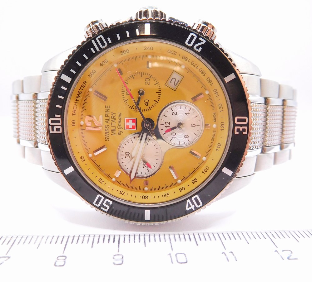 GROVANA Luxusní pánské švýcarské ocelové hodinky Swiss Millitary by Grovana 1615.9136