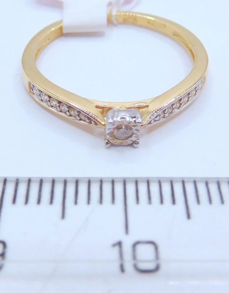 Klenoty Budín Zásnubní diamantový prsten ze žlutého zlata 585/1,43gr 13ks 0,09ct vel. 53 HKD53