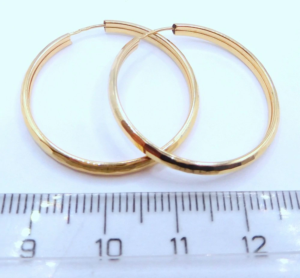 Klenoty Budín Dámské velké gravírované zlaté kruhy o průměru 30mm 585/1,85gr HK2468
