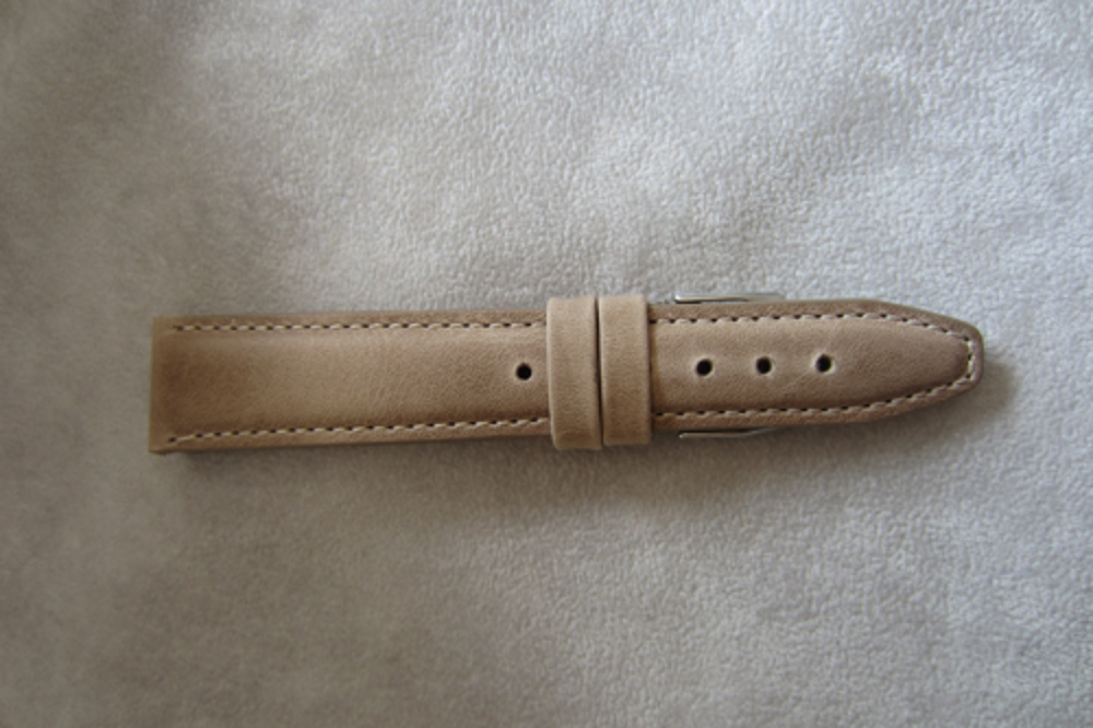 Polstrovaný béžový prošitý řemínek LAVVU CLASSIC z luxusní kůže Top Grain - 22mm LSKUF22