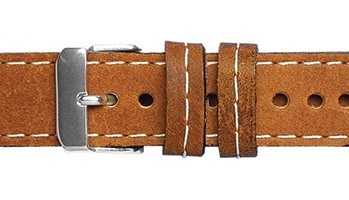 Kvalitní náhradní řemínek na hodinky Mavex H-5 F - světle hnědý, bíle prošívaný 18 mm