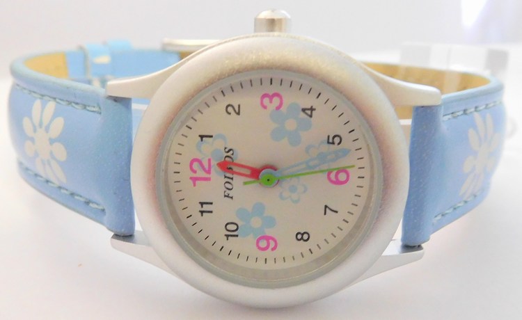 Foibos Světle modré dětské hodinky Foibos 1567.8 s barevnými motivy