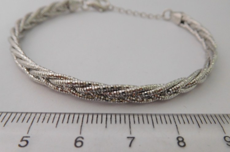 Klenoty Budín Luxusní stříbrný rhodiovaný náramek (pletený) 17+3cm 925/8,22gr 030785900002