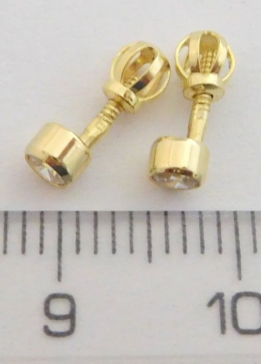 Klenoty Budín Zlaté pecičky se zirkony se zapínáním na šroubek 585/1,33gr HK2378