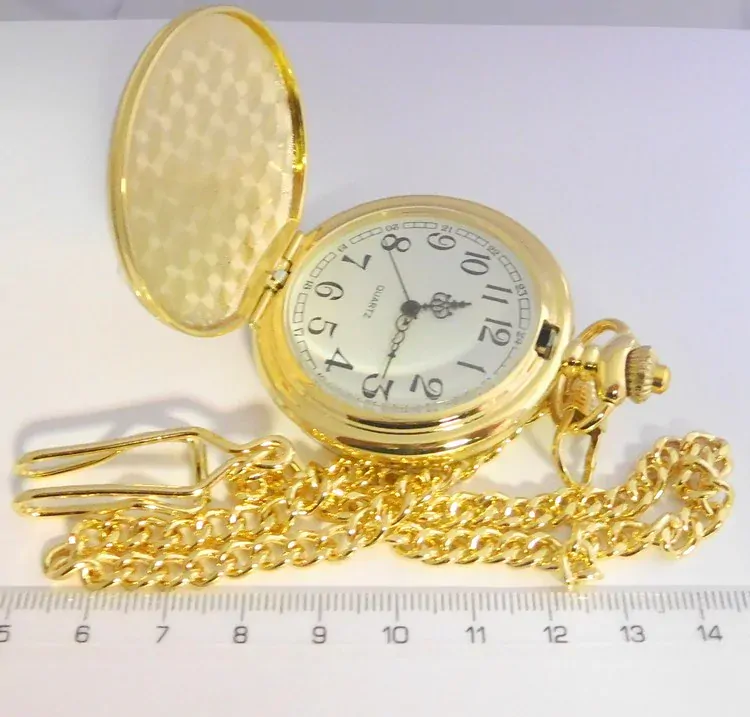 Klenoty Budín Luxusní zlacené kapesní hodinky retro BADUS 119608 s arabskými číslicemi