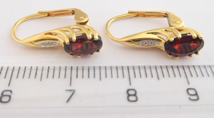 Diamantové zlaté náušnice s diamanty a granáty 2x1,88CT 585/2,35gr 3830905