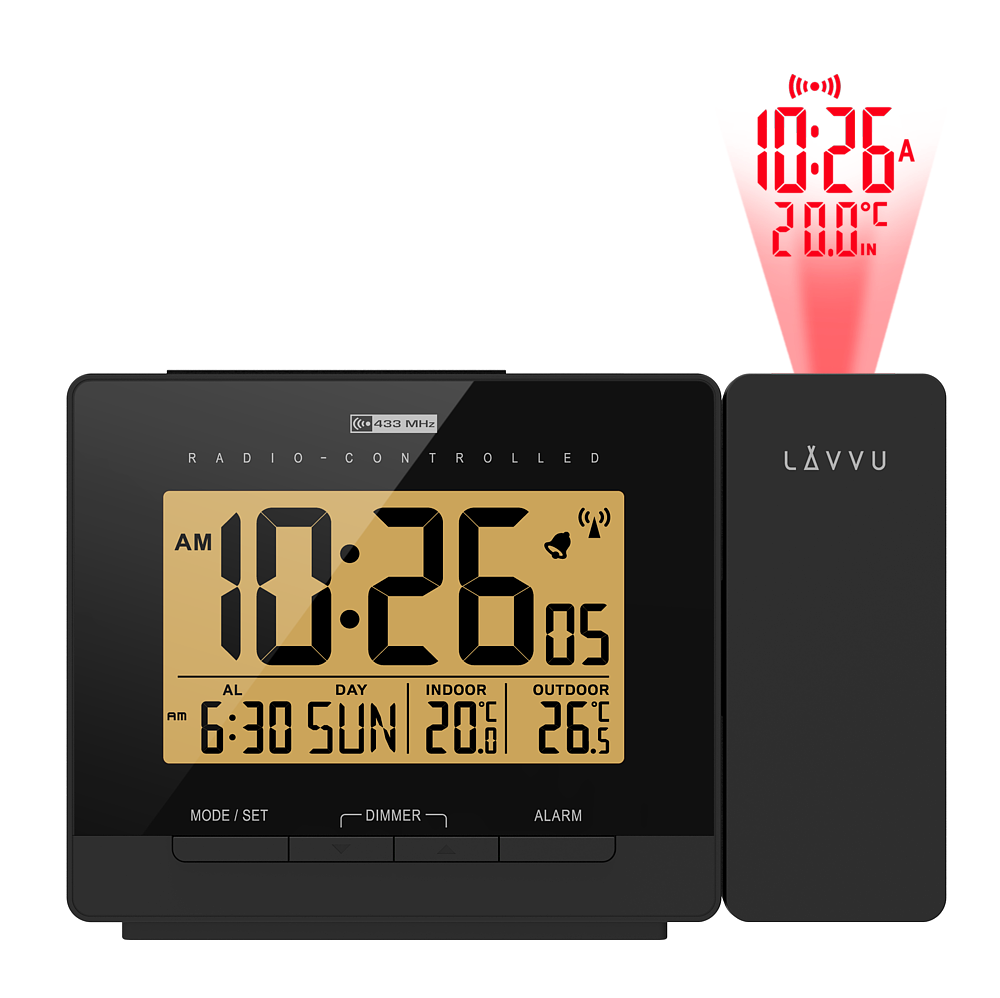 Digitální projekční budík řízený rádiovým signálem LAVVU PROJECTION s češtinou LAR0030