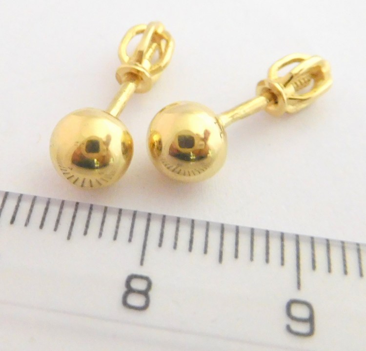 Klenoty Budín Velké zlaté pecičky (pecky 5mm) na šroubek 585/1,77gr H316